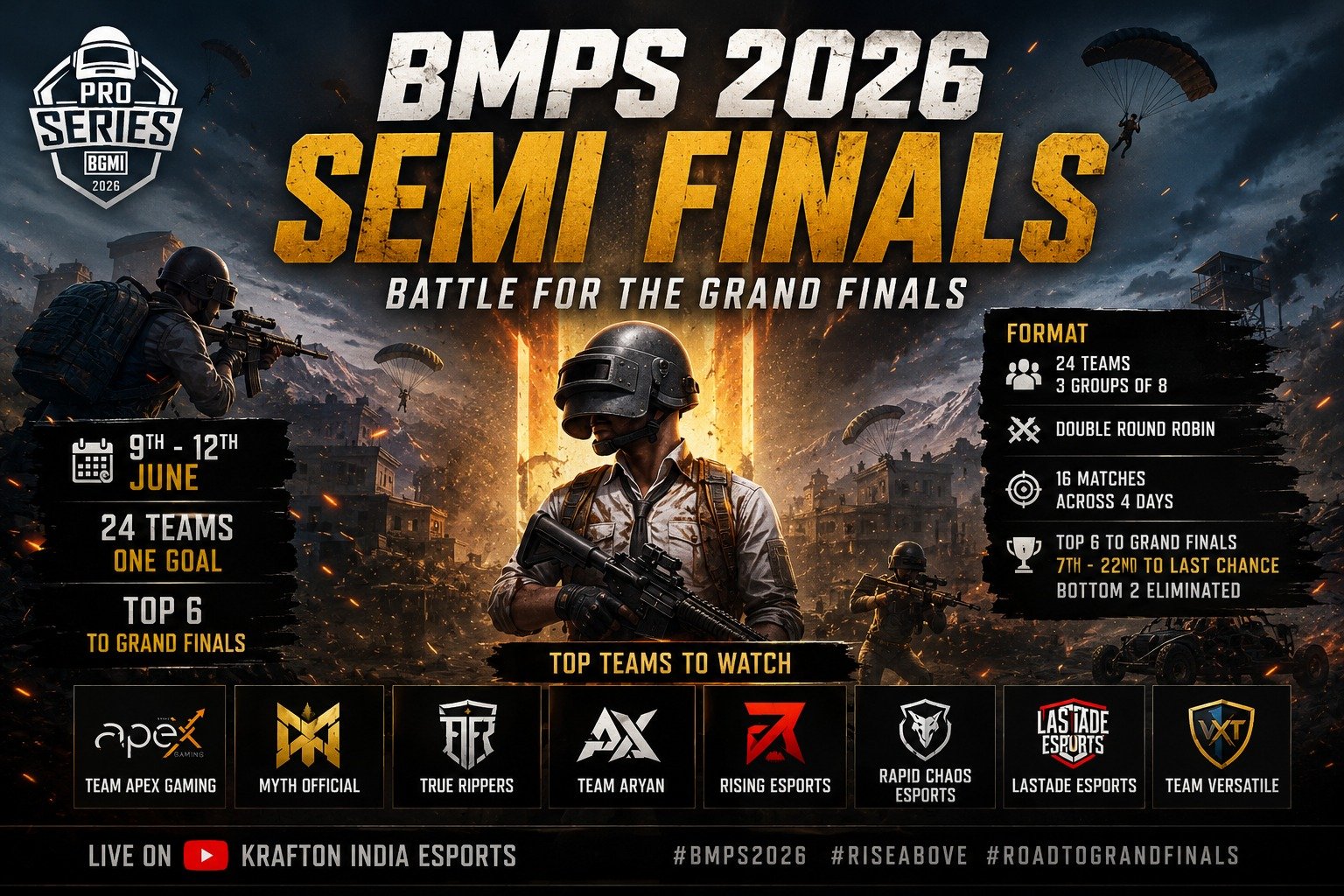 BMPS 2026 Semi Finals Full Schedule Revealed: Team Apex Gaming, Myth Official, True Rippers & More Set For Intense Battle