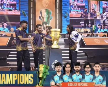 GodLike Esports winning moment BMPS 2026 Grand Finals championship trophy celebration comeback victory