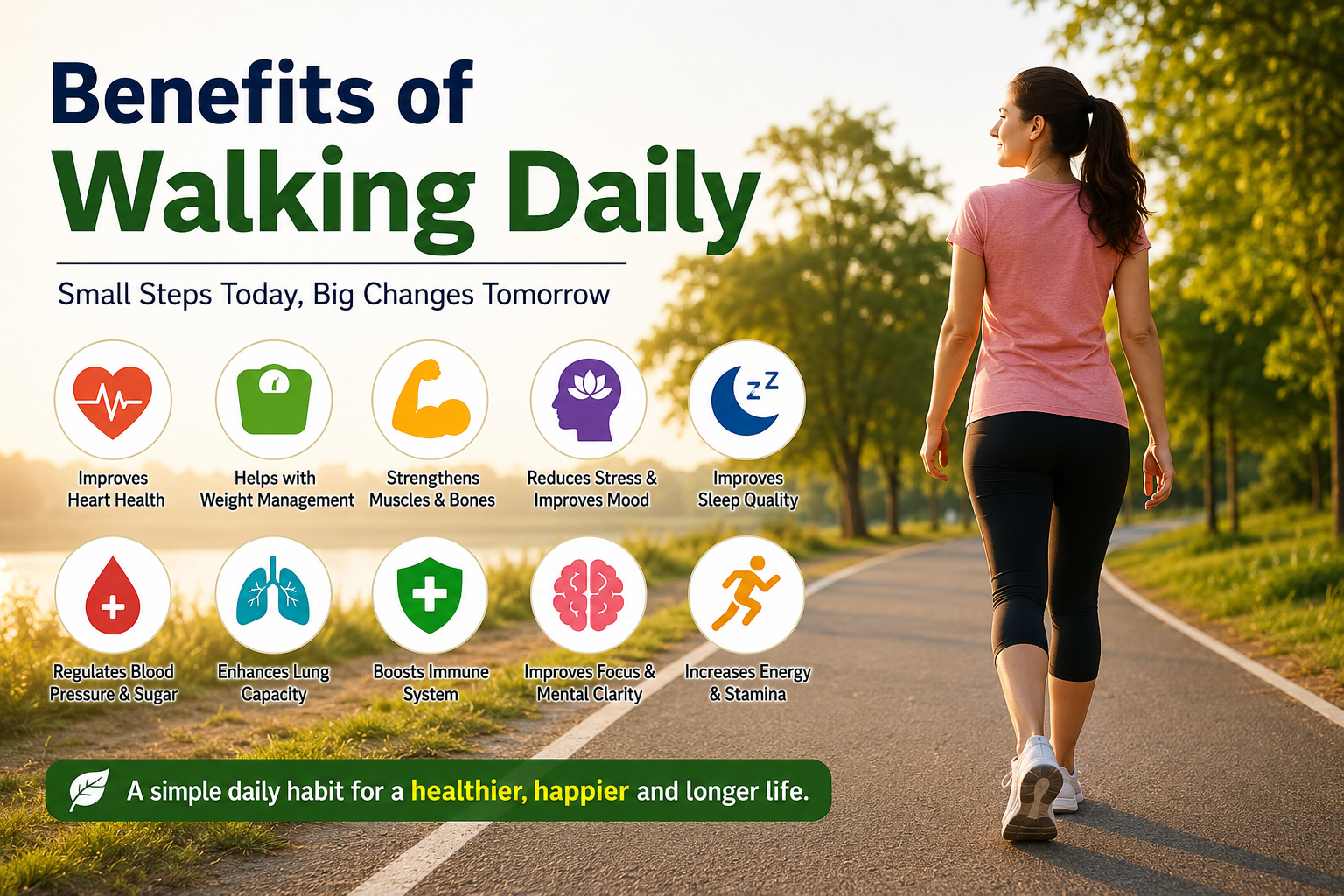 Benefits of Walking Daily: The Complete Guide to Better Health, Fitness, and a Happier Life