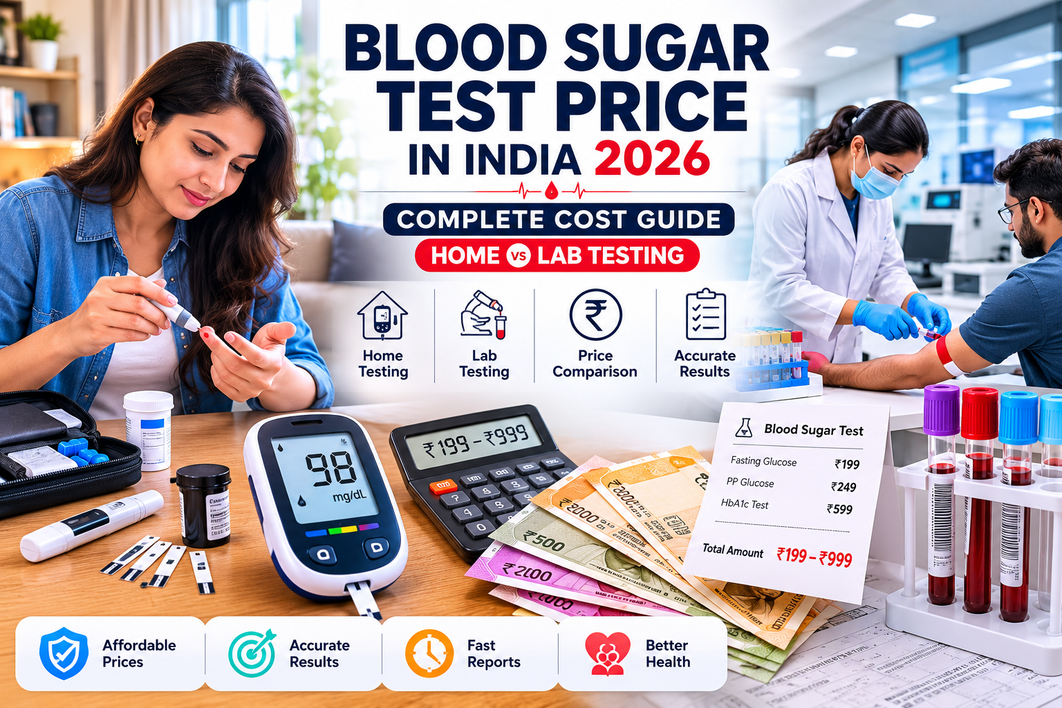 Blood Sugar Test Price in India 2026: Complete Cost Guide for Home & Lab Testing