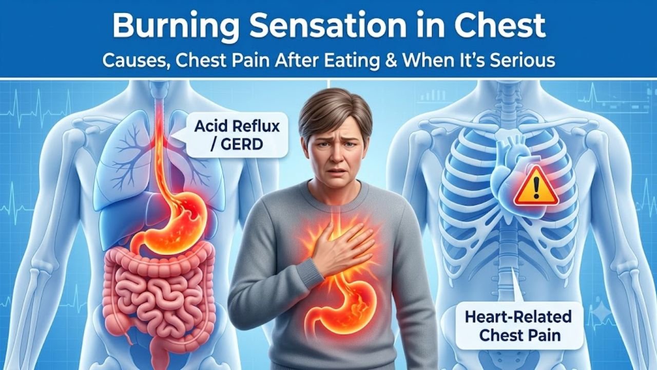 Burning Sensation in Chest: Causes, Chest Pain After Eating, and When It’s Serious