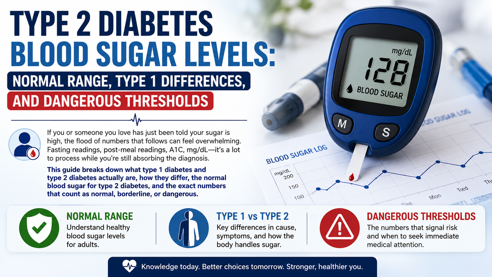 Type 2 Diabetes Blood Sugar Levels: Normal Range, Type 1 Differences, and Dangerous Thresholds 