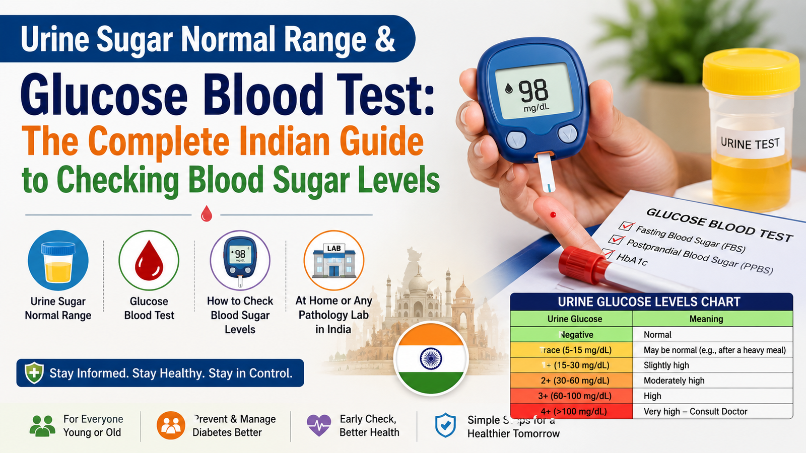 Urine Sugar Normal Range & Glucose Blood Test: The Complete Indian Guide to Checking Blood Sugar Levels 