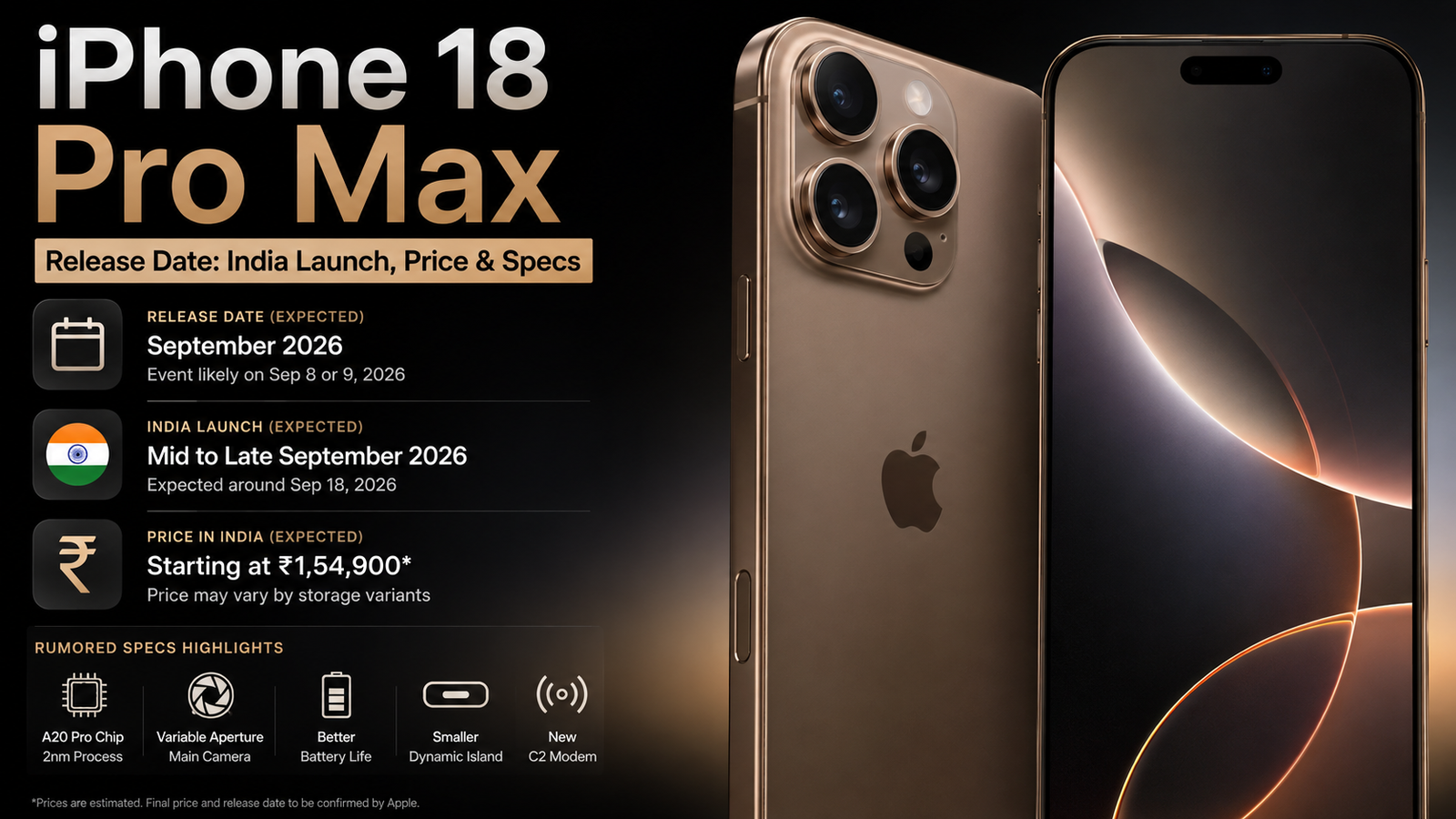 iPhone 18 Pro Max Release Date: India Launch, Price & Specs