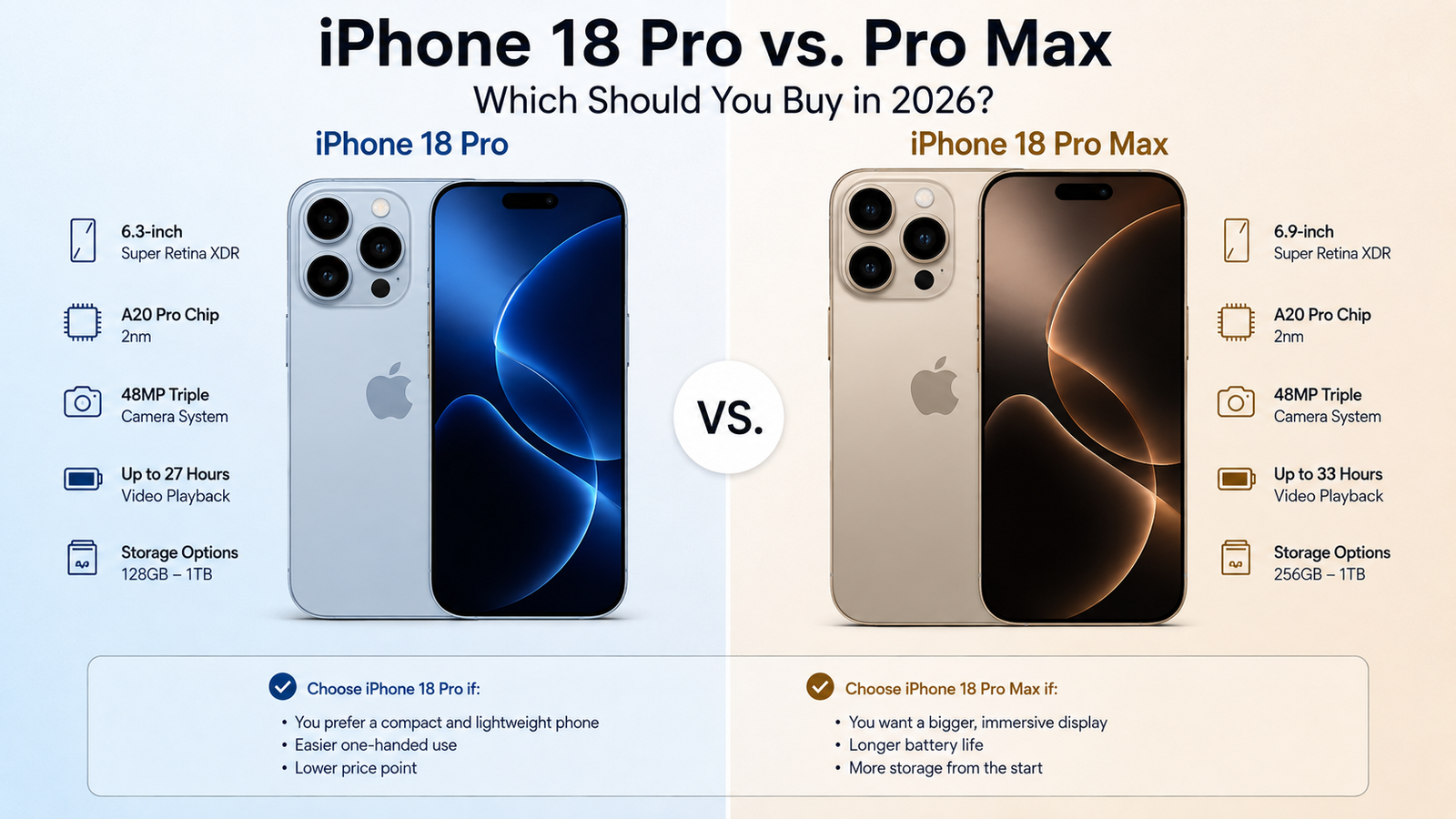 iPhone 18 Pro vs. Pro Max: Which Should You Buy in 2026?