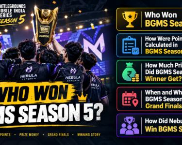 BGMS Season 5 winner Nebula Esports celebrates with the championship trophy