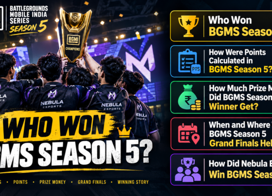 BGMS Season 5 winner Nebula Esports celebrates with the championship trophy