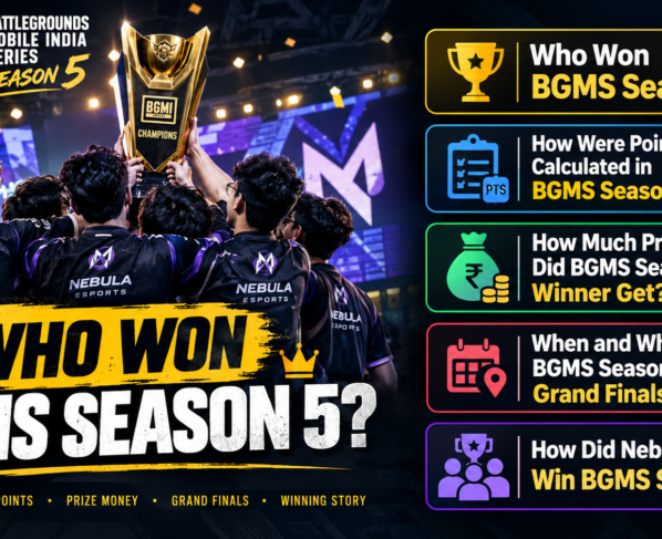 BGMS Season 5 winner Nebula Esports celebrates with the championship trophy