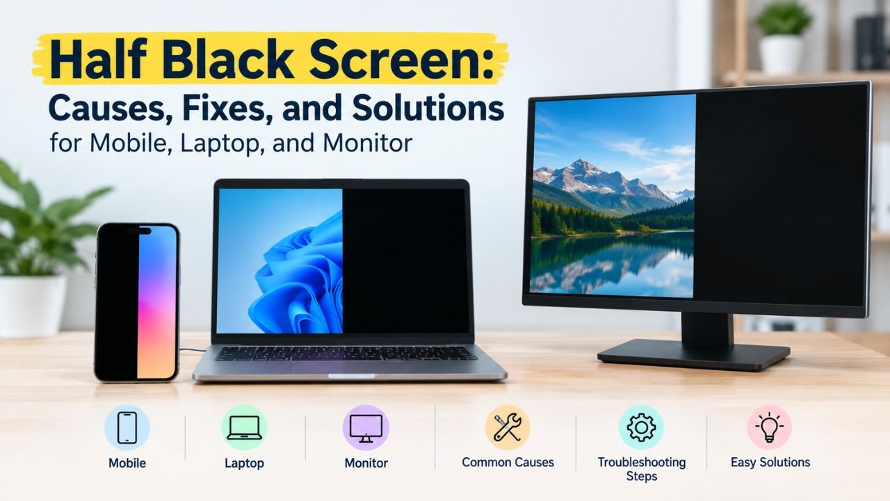Half Black Screen: Causes, Fixes, and Solutions for Mobile, Laptop, and Monitor