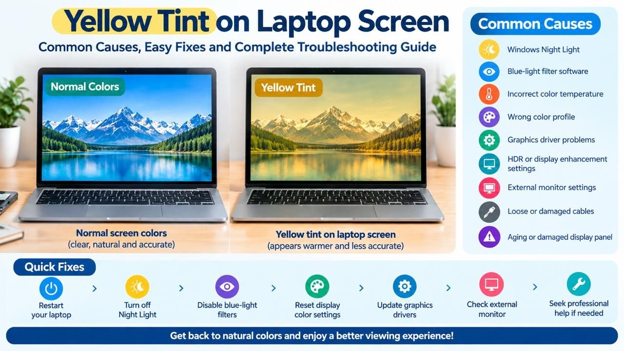 Yellow Tint on Laptop Screen: Causes, Fixes and Complete Troubleshooting Guide